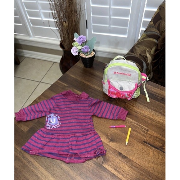 American Girl Doll 18"- Innerstar University Dress Red And Purple And Backpack - Picture 1 of 4